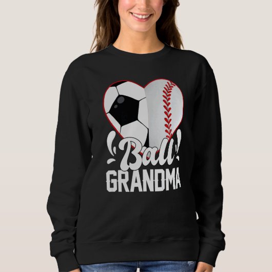 Soccer Baseball Softball Grandma Ball Grandma Hear Trui (Voorkant)