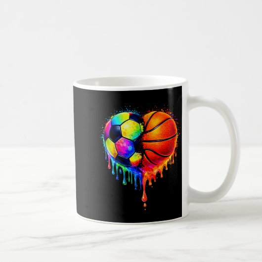 Soccer Basketball Drip Heart Srts Valentines Day M Koffiemok (Rechts)