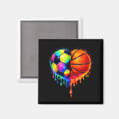Soccer Basketball Drip Heart Srts Valentines Day M Magneet (Voorkant / Achterkant)