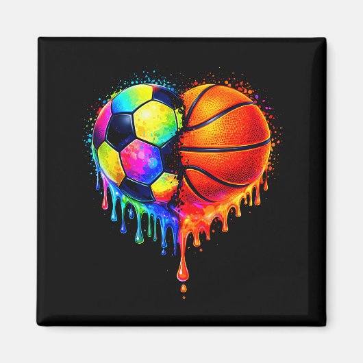 Soccer Basketball Drip Heart Srts Valentines Day M Magneet (Voorkant)