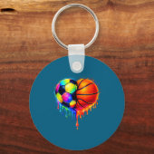 Soccer Basketball Drip Heart Srts Valentines Day M Sleutelhanger (Voorkant)