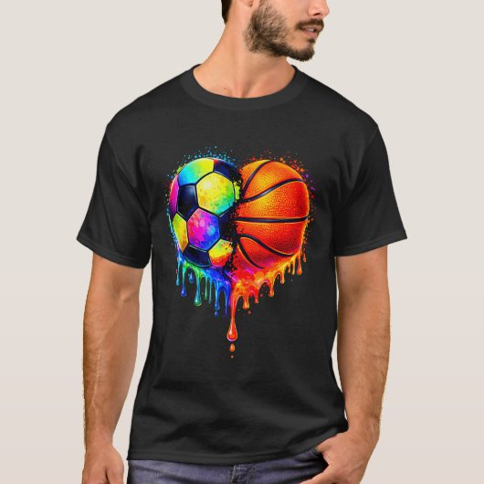 Soccer Basketball Drip Heart Srts Valentines Day M T-shirt (Voorkant)