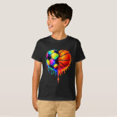 Soccer Basketball Drip Heart Srts Valentines Day M T-shirt (Voorkant volledig)