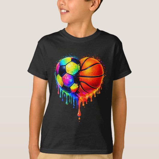 Soccer Basketball Drip Heart Srts Valentines Day M T-shirt (Voorkant)