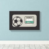 SOCCER Bat Bar Mitzvah Sign-In Memory Board Canvas Afdruk (Insitu (Houten vloer))
