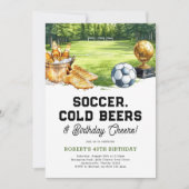 Soccer, Beers & Cheers Adult Birthday Kaart (Voorkant)