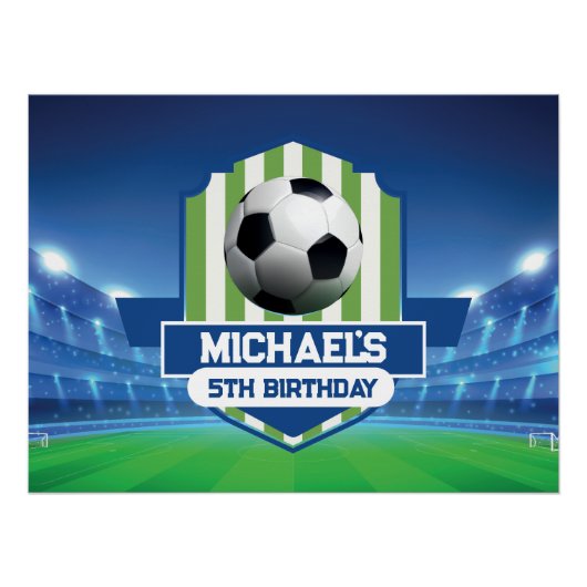 Soccer Birthday banner backdrop  Perfect Poster (Voorkant)