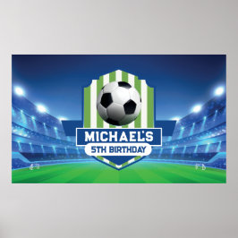 Soccer Birthday banner backdrop  Poster