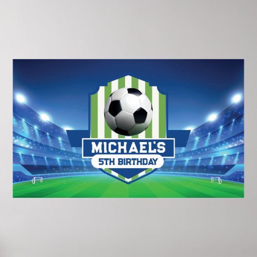 Soccer Birthday banner backdrop  Poster (Voorkant)