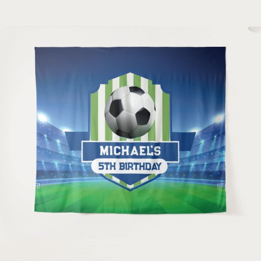 Soccer Birthday banner backdrop Wandkleed (Voorkant (horizontaal))