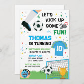 Soccer Birthday boy Invitation Kaart (Voorkant / Achterkant)