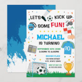 Soccer Birthday boy Invitation Kaart (Voorkant / Achterkant)