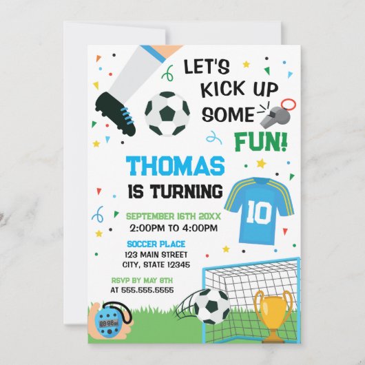 Soccer Birthday boy Invitation Kaart (Voorkant)
