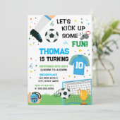 Soccer Birthday boy Invitation Kaart (Staand voorkant)