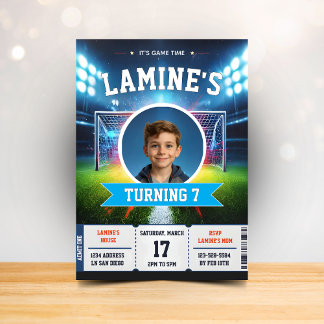Soccer Birthday Football Party Photo Card Kaart