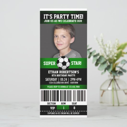Soccer Birthday-fotosjabloon Kaart (Staand voorkant)