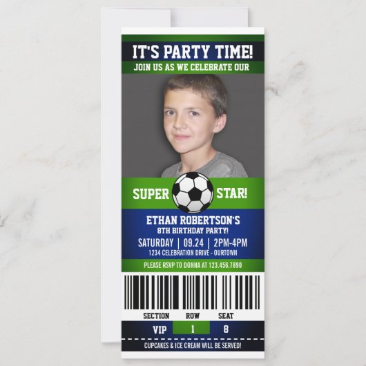 Soccer Birthday-fotosjabloon Kaart (Voorkant)