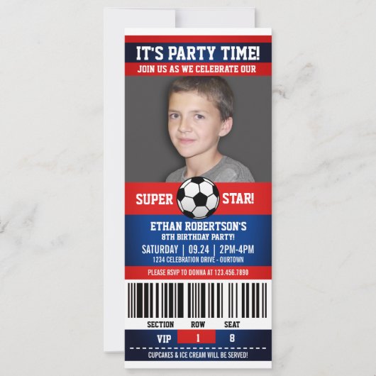 Soccer Birthday-fotosjabloon Kaart (Voorkant)