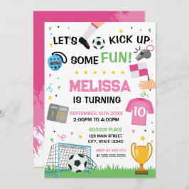Soccer Birthday girl Invitation Kaart