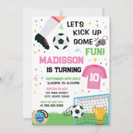 Soccer Birthday girl Invitation Kaart