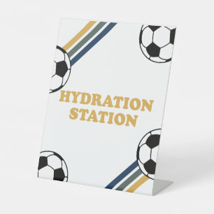 Soccer Birthday Hydration Station drink Sign Reclamebord Met Voetstuk