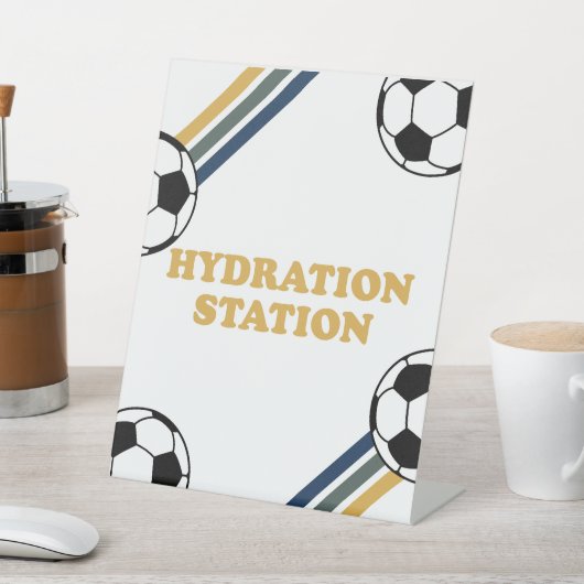 Soccer Birthday Hydration Station drink Sign Reclamebord Met Voetstuk (Insitu)