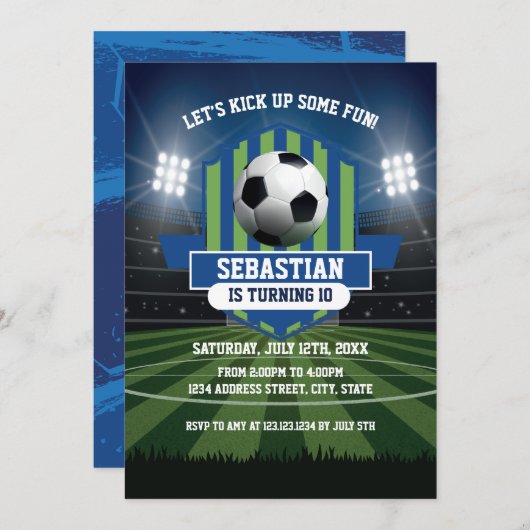 Soccer Birthday Invitation Kaart (Voorkant / Achterkant)