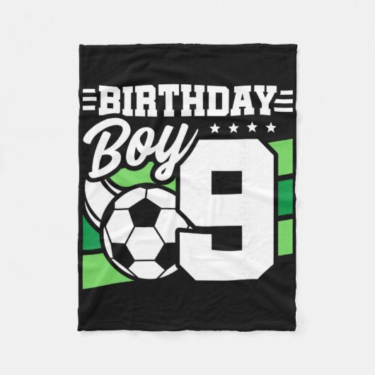 Soccer Birthday Party - 9 Year Old Boy - 9th Birth Fleece Deken (Voorkant)