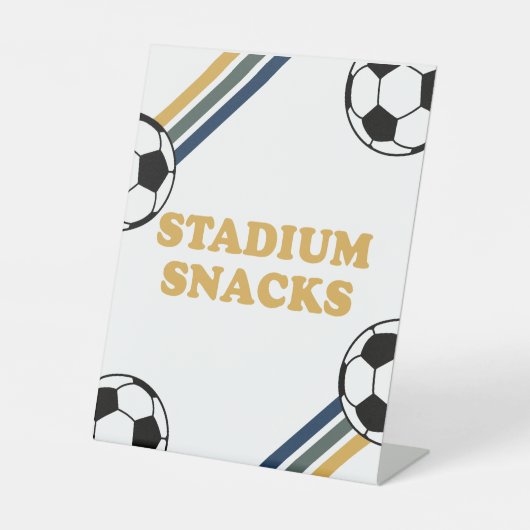 Soccer Birthday Stadium Snacks Voedsel Reclamebord Met Voetstuk (Voorkant)