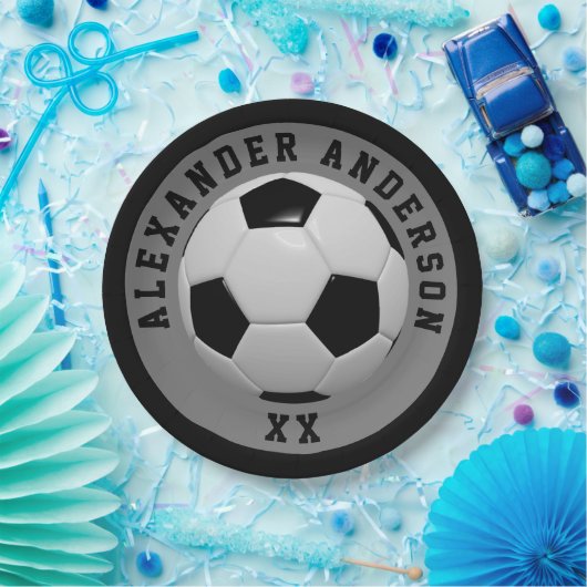 Soccer Black Name en Jersey Personalize Papieren Bordje (Feest)