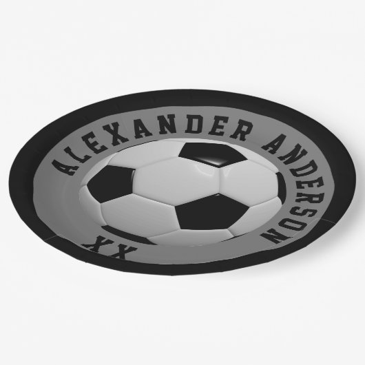 Soccer Black Name en Jersey Personalize Papieren Bordje (Gekanteld)