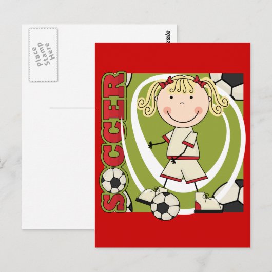 SOCCER - Blond Girl T-shirts en cadeautjes Briefkaart (Voorkant / Achterkant)