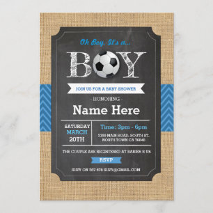 Soccer Blue Boy Baby shower Football nodigt uit Kaart