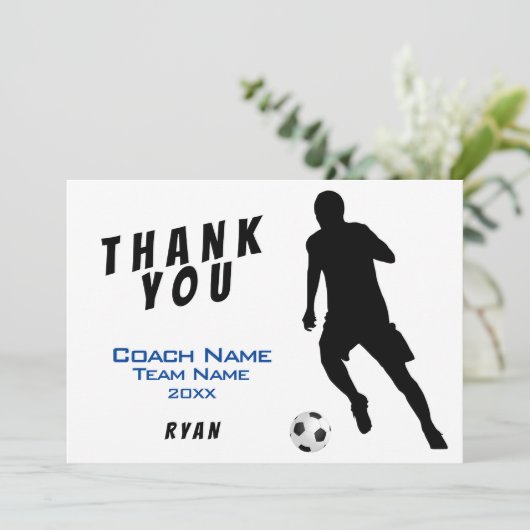 Soccer Blue Dank je Coach Kaart (Staand voorkant)