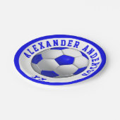 Soccer Blue Name en Jersey Personalize Papieren Bordje (Gekanteld)
