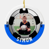 Soccer Blue White Team Colors Keramisch Ornament (Achterkant)