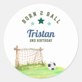 Soccer “Born Two Ball” Second Birthday Ronde Sticker