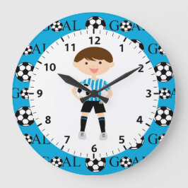 Soccer Boy 1 Light Blue and White Stripes Goal Grote Klok