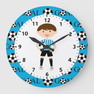 Soccer Boy 1 Light Blue and White Stripes Goal Grote Klok