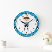 Soccer Boy 1 Light Blue and White Stripes Goal Grote Klok (Huis)