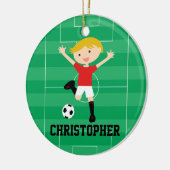  Soccer Boy 1 Rood en Wit Keramisch Ornament (Links)