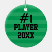  Soccer Boy 1 Rood en Wit Keramisch Ornament (Achterkant)