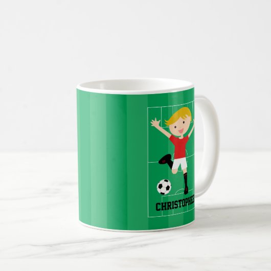  Soccer Boy 1 Rood en Wit Koffiemok (Voorkant rechts)