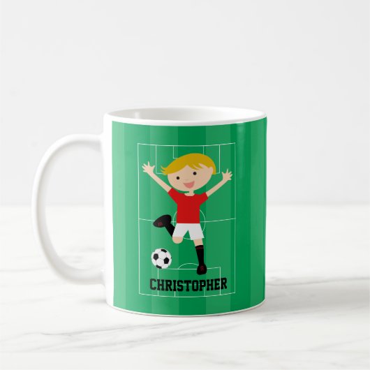  Soccer Boy 1 Rood en Wit Koffiemok (Links)