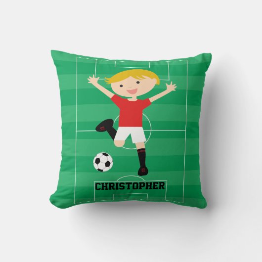  Soccer Boy 1 Rood en Wit Kussen (Voorkant)