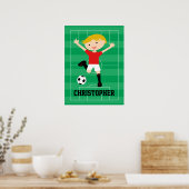  Soccer Boy 1 Rood en Wit Poster (Keuken)