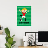  Soccer Boy 1 Rood en Wit Poster (Thuiskantoor)