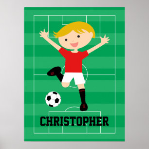 Soccer Boy 1 Rood en Wit Poster