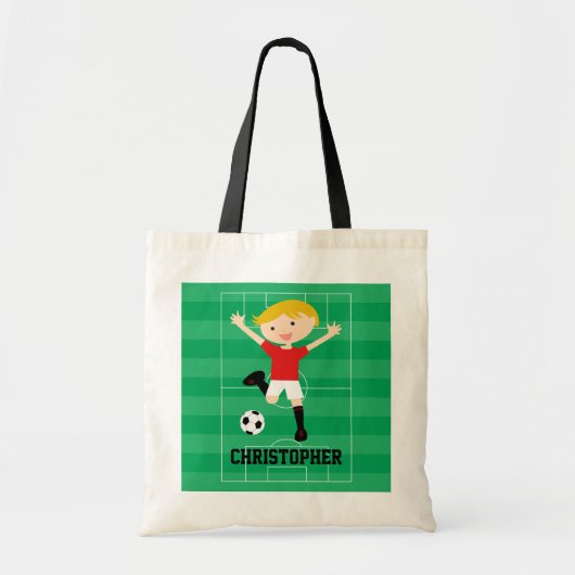 Soccer Boy 1 Rood en Wit Tote Bag (Voorkant)