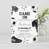 Soccer Boy Birthday Party Kaart (Staand voorkant)